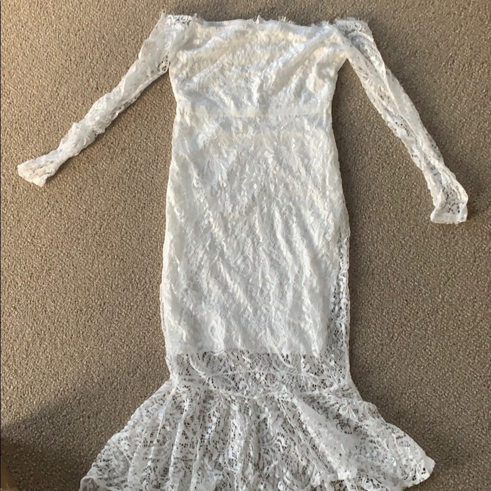 Mermaid White off the shoulder Lace Dress
